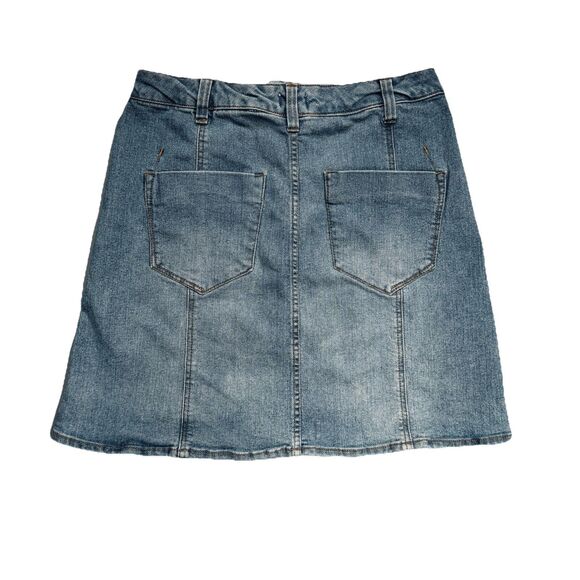 Mossimo Denim Skirt 4 (27x17) Blue Stretch A Line Button Front Womens - Picture 3 of 5